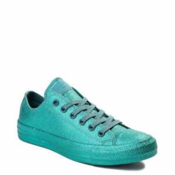 NEW Converse | Turquoise Glitter Low Tops size 7 - Picture 2 of 8